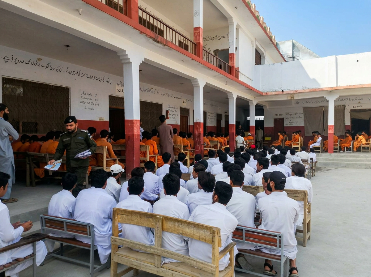 Students at morning assembly